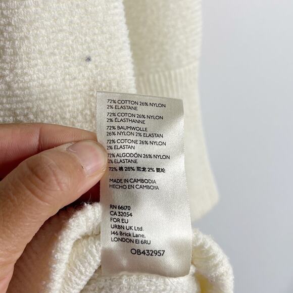 Free People Small Cream Ottoman Slouchy Tunic Sweater Pullover Cotton Oversized - Picture 9 of 11